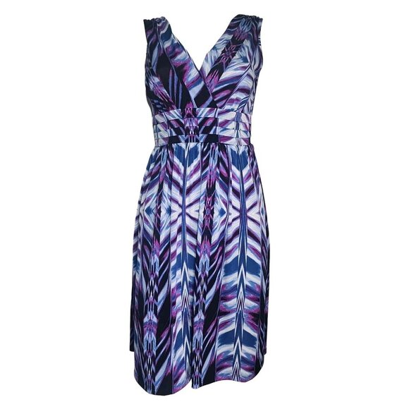 AB STUDIO Purple Blue Sleeveless Pullover V Neck Dress Womens Size 4 - Picture 1 of 7